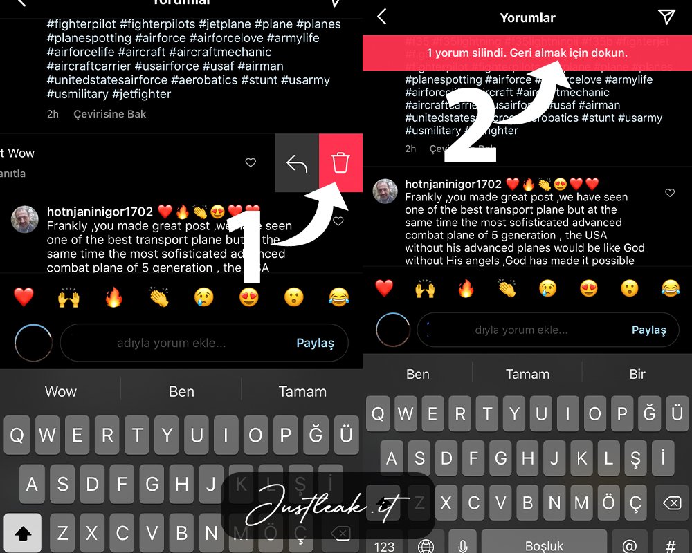 silinen instagram yorumu