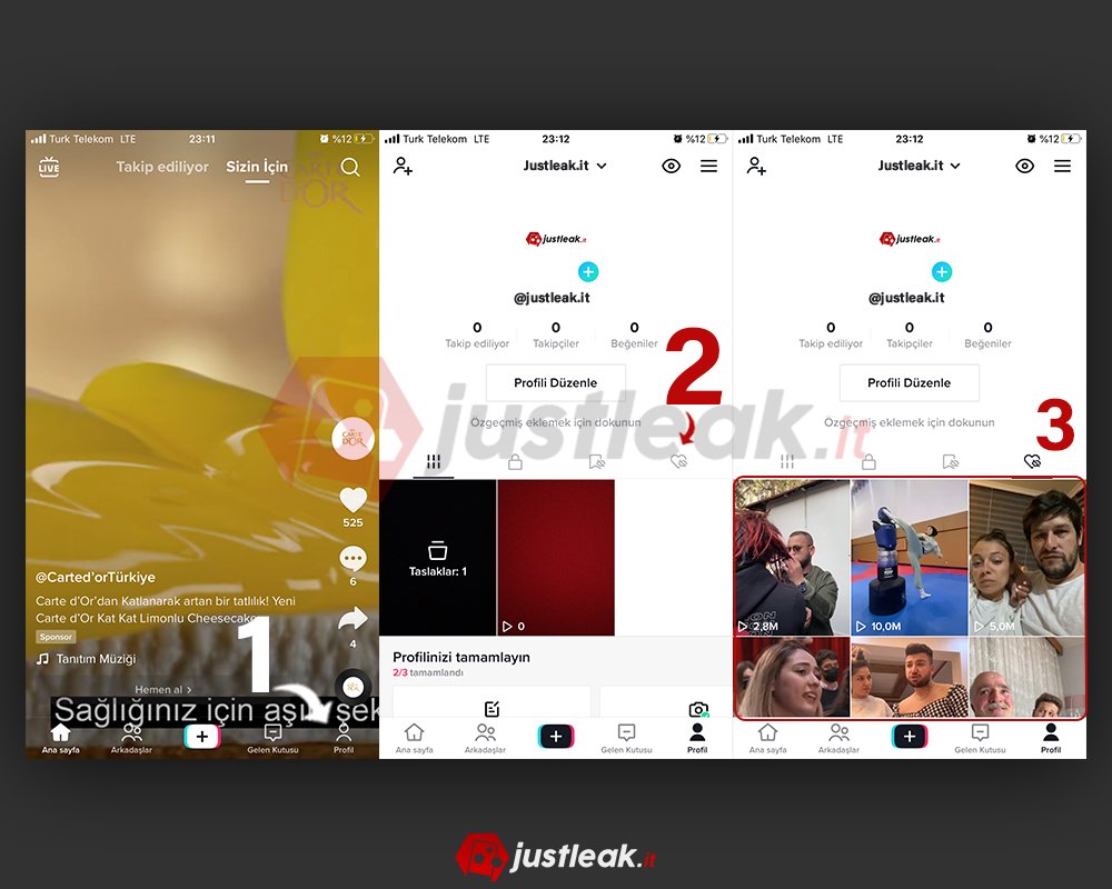 tiktok beğendiğim videolar nerede