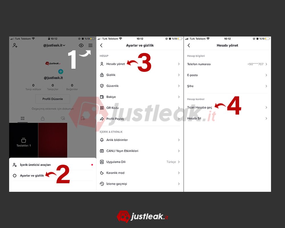 tiktok ticari hesaba geçiş