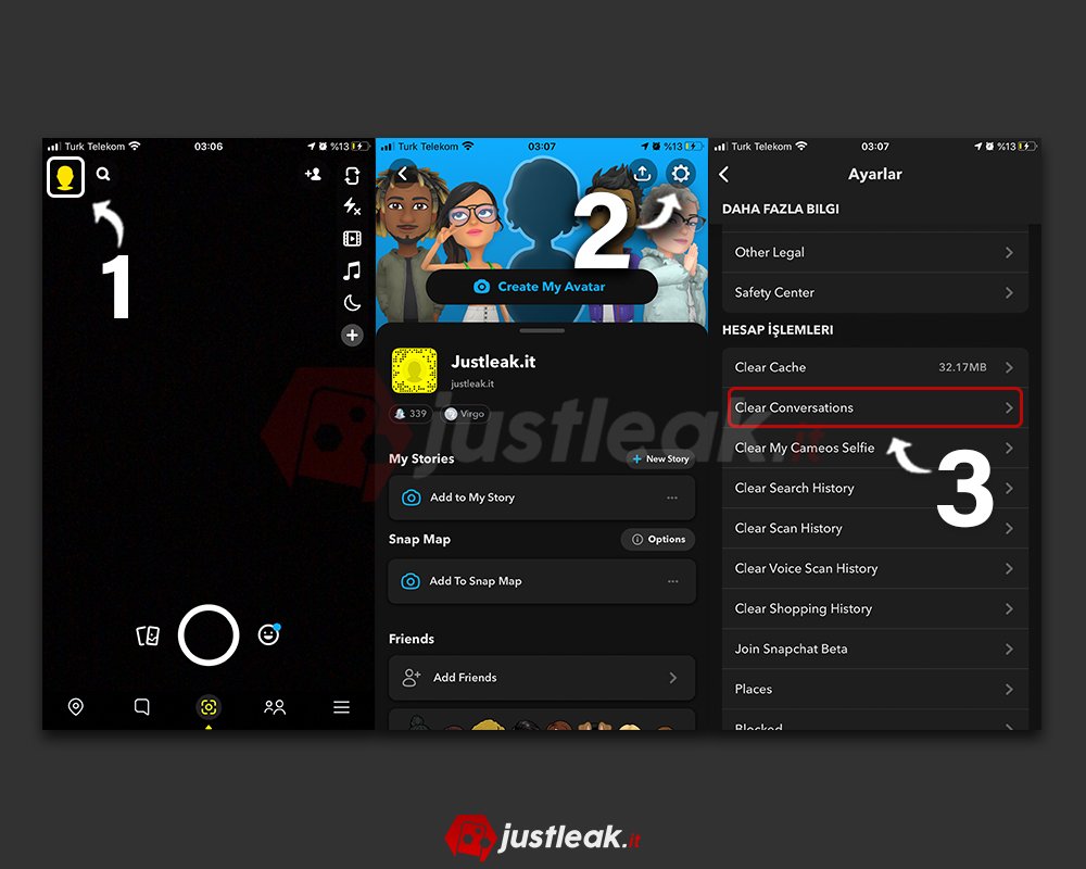 snapchat mesajları toplu silme