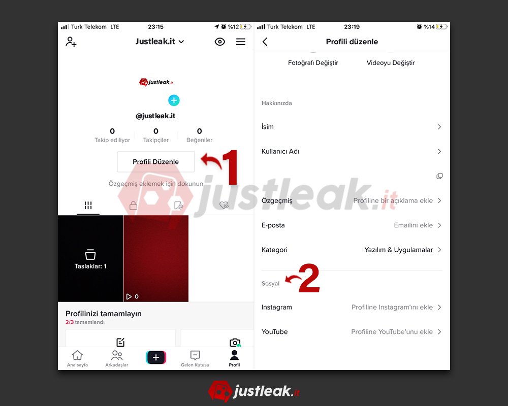 tiktok hesabına link eklemek