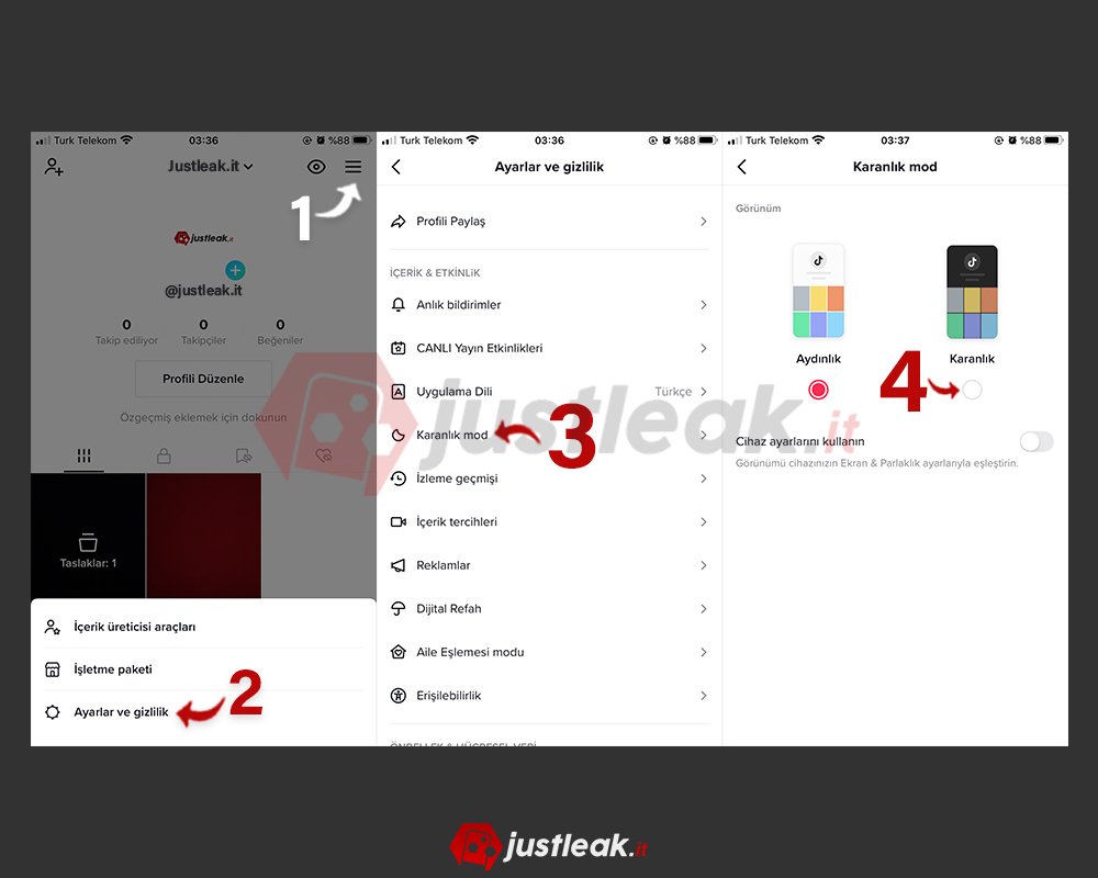 tiktok karanlık mod nasıl açılır