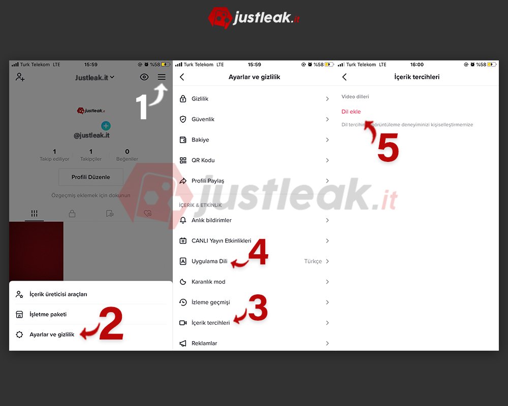tiktok lokasyon bölge dil değiştirmek