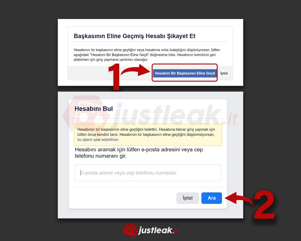çalınan facebook hesabı kurtarma