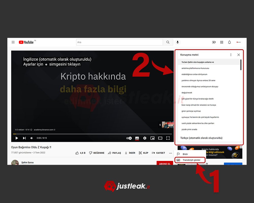 youtube altyazı indirmek
